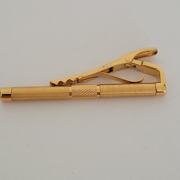 Dunhill Vintage Tie Clasp Clip Bar Round Gold Tone Retro 2inch Designer - Picture 4 of 7